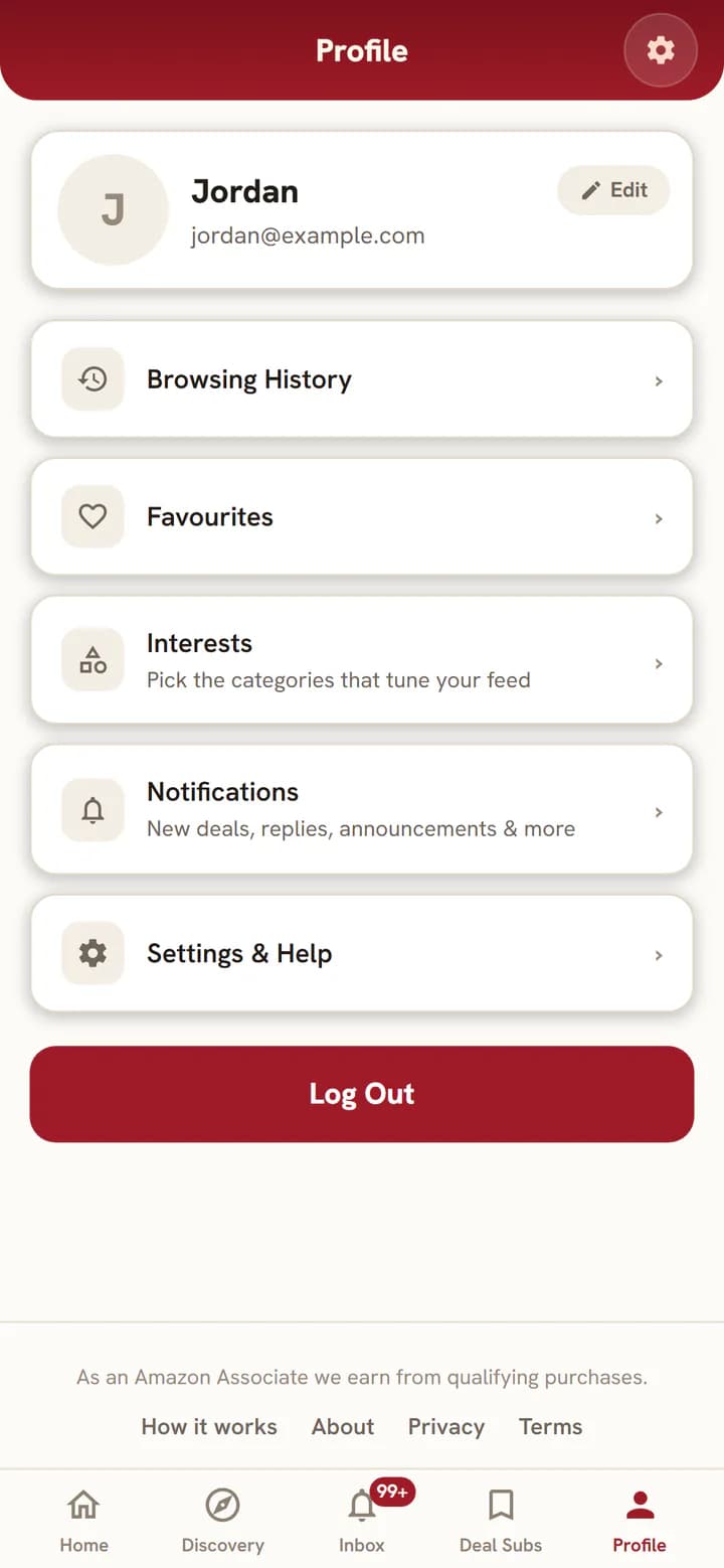 Your Profile page
