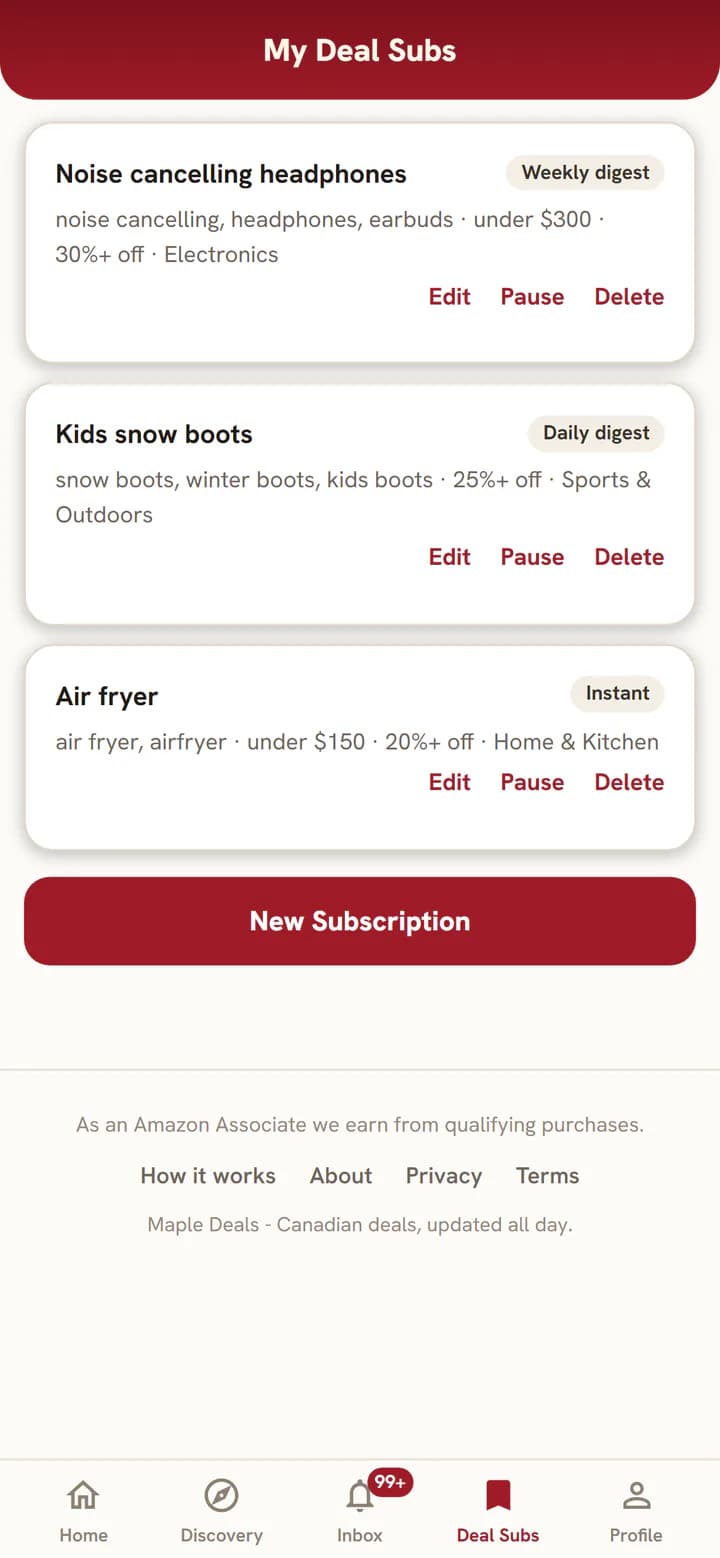 A list of Deal Subs